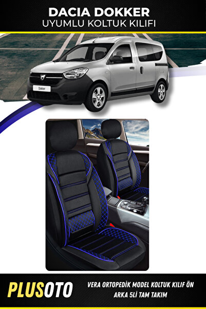 PlusOto Dacia Dokker Uyumlu Vera Serisi Siyah Mavi Oto Koltuk Kılıfı 5li Takı...