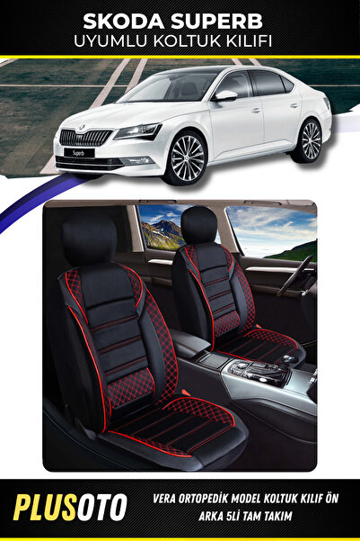 PlusOto مجموعة غطاء مقعد السيارة المتوافقة مع سلسلة فيرا من سكودا سوبيرب بالل...