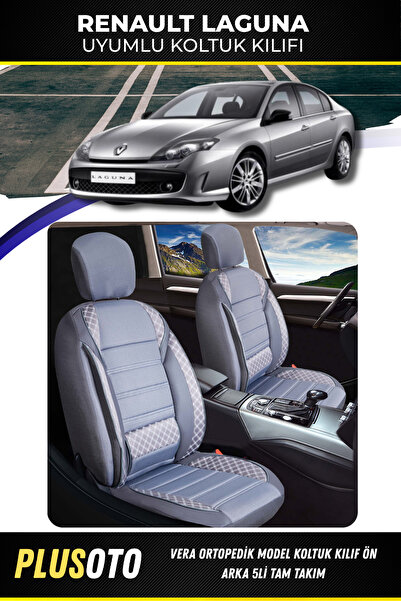 PlusOto مجموعة أغطية مقاعد السيارة المدخنة المتوافقة مع سلسلة رينو لاجونا فير...