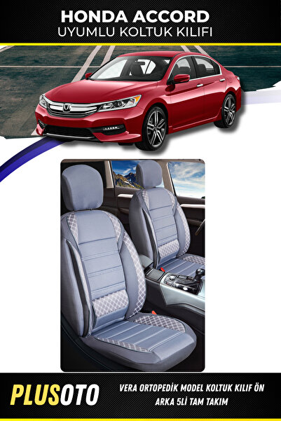 PlusOto Honda Accord Compatible Vera Series Smoked Car Seat Cover Set of 5 M-333