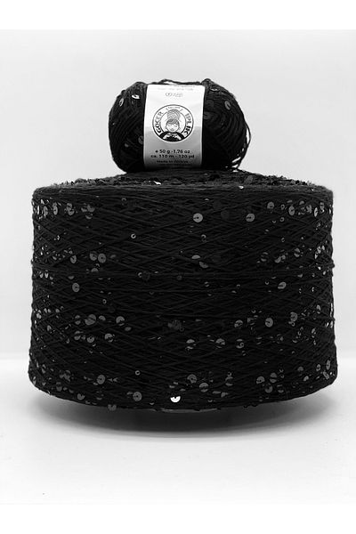göçer 100% Cotton 3 + 6 Black Cotton Black Softies with Sequins 50g