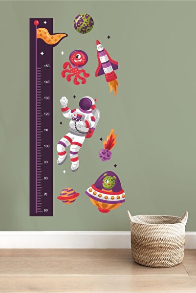 Aysha Tasarım Astronaut Themed Height Gauge Wall Sticker Set