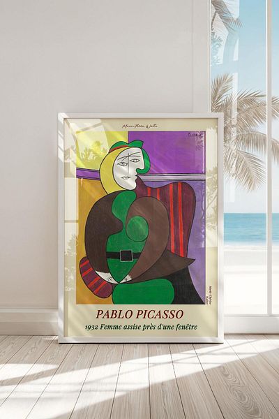 Buka Shops Framed Painting Pablo Picasso "Woman Seated Beside the Window" Premium Poster: Icônico of Modern Art