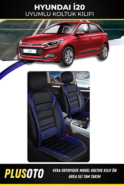 PlusOto مجموعة أغطية مقاعد السيارة المتوافقة مع Hyundai İ20 من سلسلة Vera بال...
