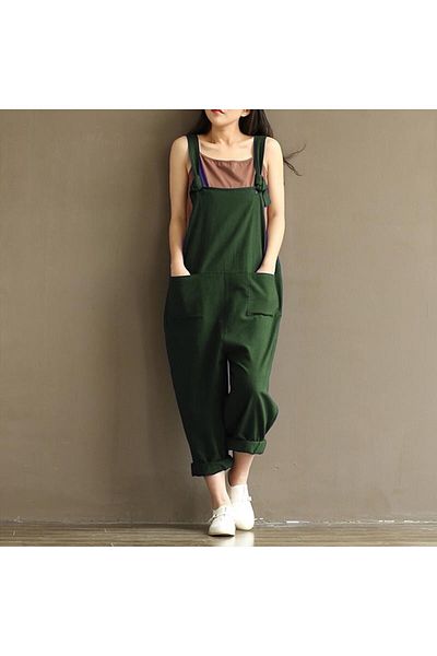Toridas Linen Pocket Detailed Women's Salopet Jumpsuit