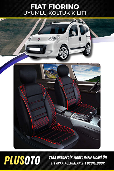 PlusOto Fiat Fiorino (2+1) TİCARİUyumlu Vera Serisi Siyah Kırmızı Oto Koltuk ...