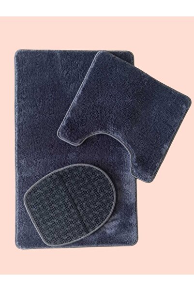 Aurora Brilliant Набір для ванної кімнати 3-х предметів: килимок для ванної, килимок для унітазу, пуф Puffy Товстий виріб 60x100 / 50x54 / 34x47 Нековзна основа