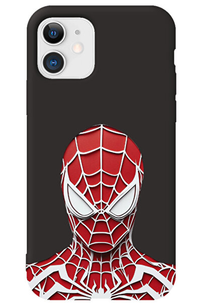 WANNA PROTECT iPhone 11 Siyah İçi Kadife SpiderLook Desenli Silikon Telefon K...