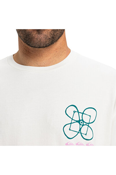 Quiksilver Hw Outside Inside Ανδρικό λευκό μπλουζάκι casual στυλ EQYZT08032-WBK0