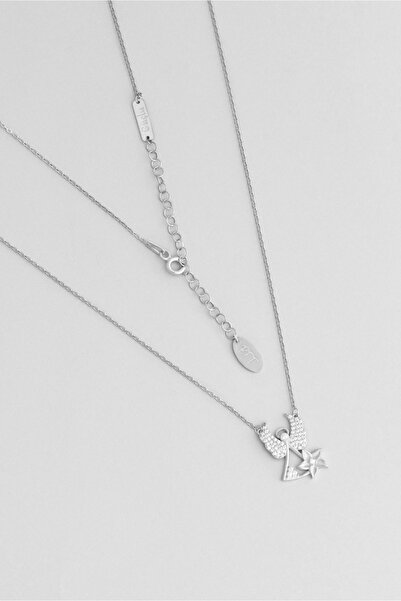 So CHIC... Güçlü Bff 18 Ayar Beyaz Altın Kaplama 48 Cm Gümüş Arkadaş Kolyesi