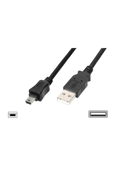Genel Markalar Digitus AK-300108-018-S 1.8 Mt USB 2.0 to mini USB 5 Pin Erkek-Erkek AWG28 UL USB 2.0 Kablo