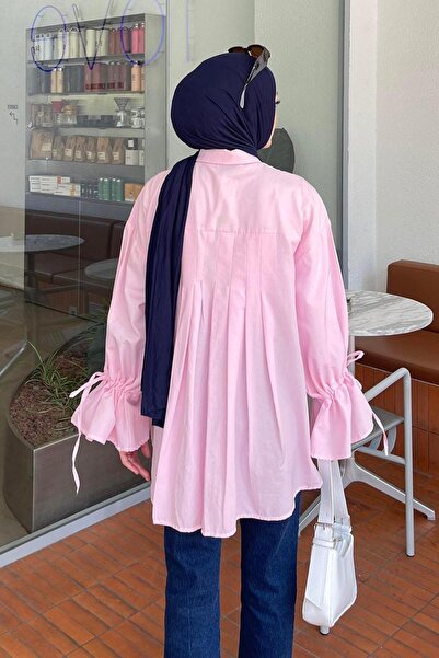 lamelif Μανίκι Tunnel Rope Λεπτομερές πουκάμισο Candy Pink