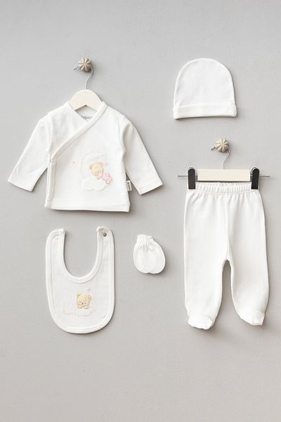 Bebitof Sweet Dreams Patterned Bebitof 5 Piece Newborn Hospital Release Bodysuit Set