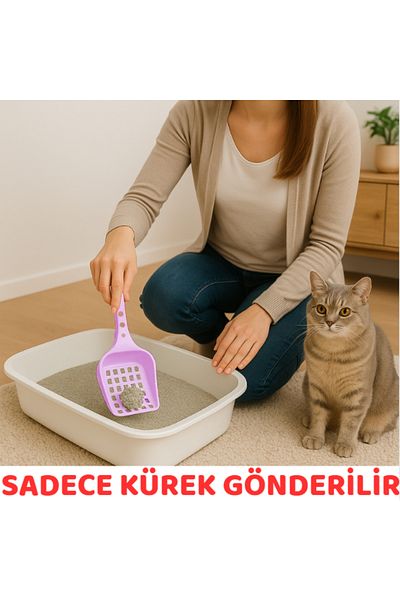 BEYLİNİ Cat Litter Shovel Plastic with Square Hole Easy Clean Hangable Sand Cleaning Shovel Purple 8X24