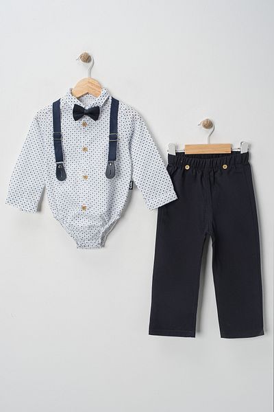 tinytrends Baby Boy & Child Patterned Bodysuit Shirt Salopet Set
