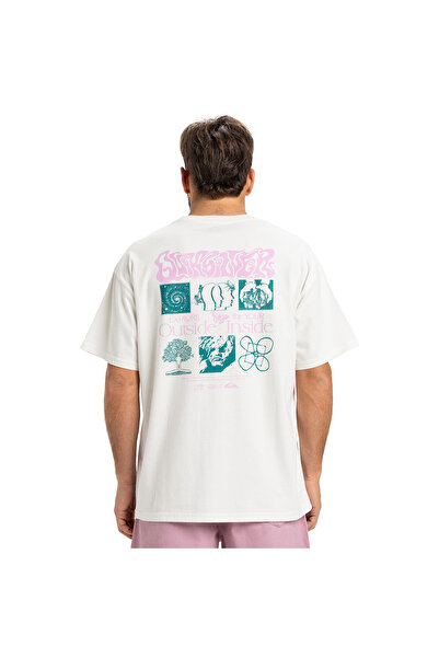 Quiksilver Hw Outside Inside Ανδρικό λευκό μπλουζάκι casual στυλ EQYZT08032-WBK0