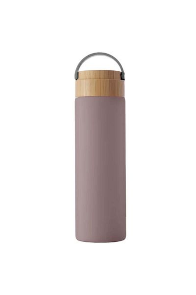 PUFO Termos metalic Traveler cu capac etanș din bambus, izotermic, 500 ml, gri