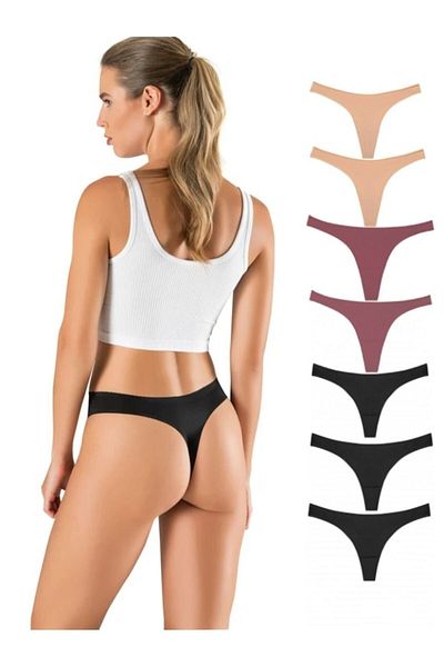 yokyokcollection Thong Laser Cut Women's Panties No Trace 7 Pieces