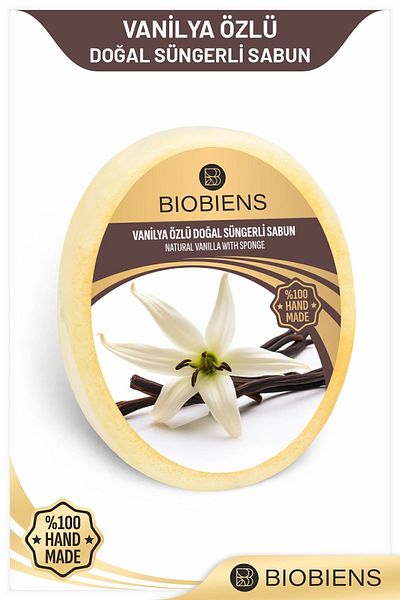 Biobiens الاستحمام بخلاصة الفانيليا وصابون إسفنجي طبيعي خاص للبشرة