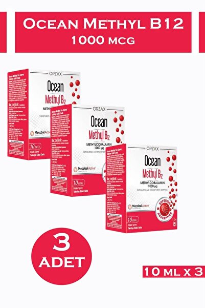 Orzax Ocean Methyl Cobalamin B12 Sprey 10 ml 3 Adet
