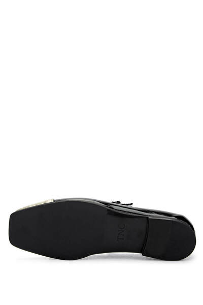 Tamer Tanca Women's Genuine Leather Black/Gold Ballerina Shoes