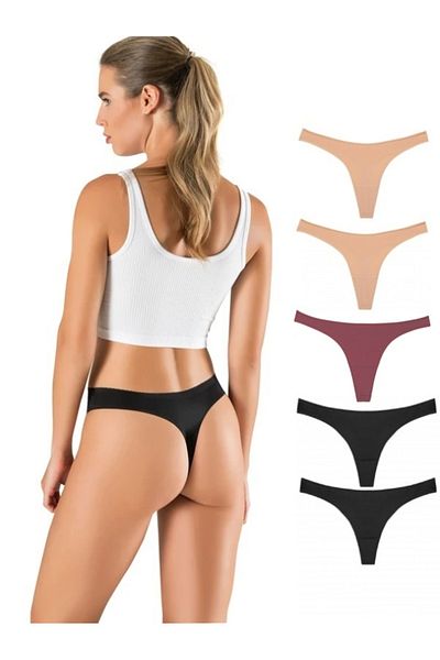 yokyokcollection Thong Laser Cut Women's Panties No Trace 5 Pieces