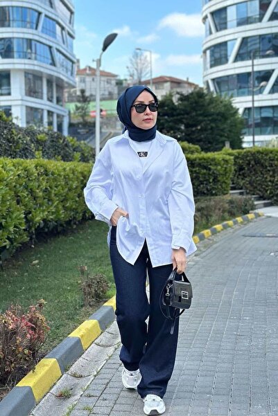 ByBensu Oversize Asimetrik Kol Detaylı Gömlek