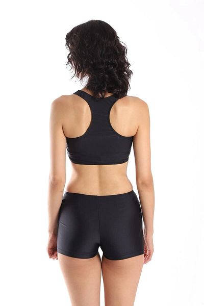Lio20 Women's Flat Bustier Lycra Shorts Bikini-Black-36-44 Size Break