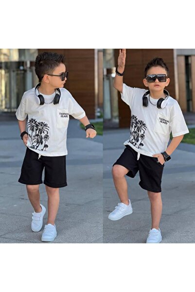 RAPAPA Boy's Combed Cotton Single Jersey Tropical Printed Shorts Set 11673S