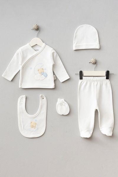 Bebitof Sweet Dreams Patterned Bebitof 5 Piece Newborn Hospital Release Bodysuit Set