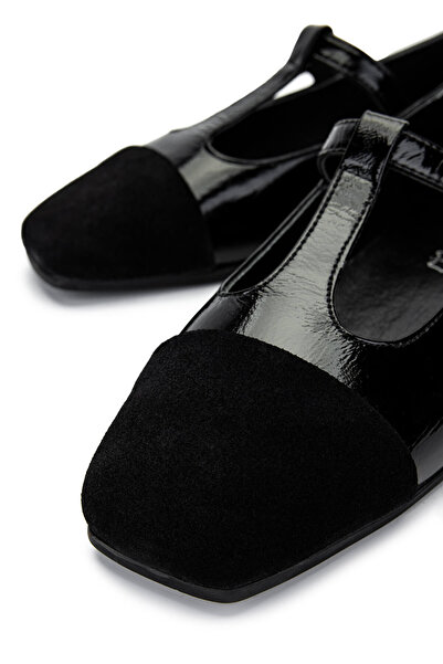 Tamer Tanca Women's Genuine Leather Black Ballerina Shoes