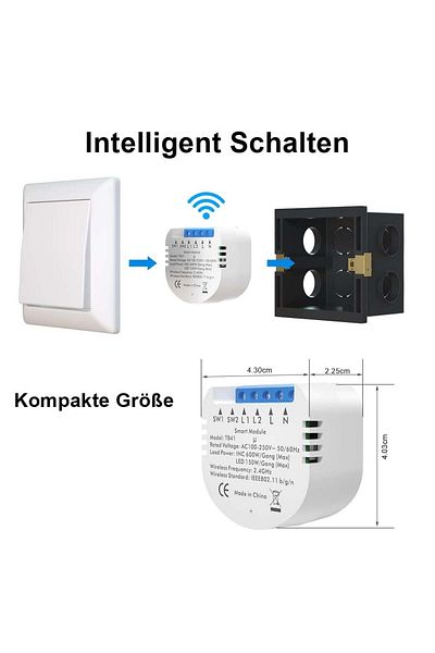 Milfra Wireless switch with mobile app Milfra, ABS, white, 250 V, 4 x 4.3 cm