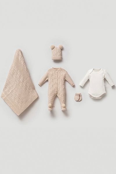Nipperland Set Knitted Patterned Knitwear 0-3 Months 5 Piece Hospital Release Set