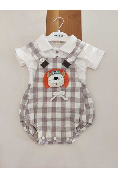 Jikko Baby Baby Boy Lion Figure Summer Jumpsuit with Bottom Straps