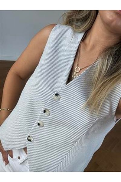 BÜŞRA PERKER Blue Striped Vest