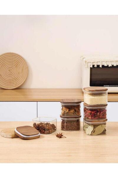 ÇIRPAN EV AKASYA BOROSİLİKAT 6 PARÇA KARE CAM KAVANOZ/KASE 350ML