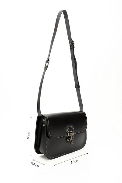 GÖNDERİ(R) Women / Girls Black Vaketa Genuine Leather Shoulder and Messenger Bag