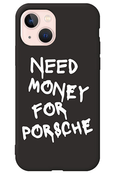 WANNA PROTECT iPhone 15 Siyah İçi Kadife Need Money Desenli Silikon Telefon K...