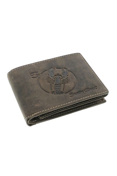 GiftExpress Men's wallet made of genuine brown leather Zodiac Cancer