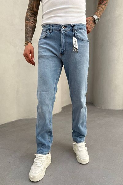 MADZEYMODA Ανδρικό τζιν παντελόνι σε μπλε κανονική εφαρμογή KE-670