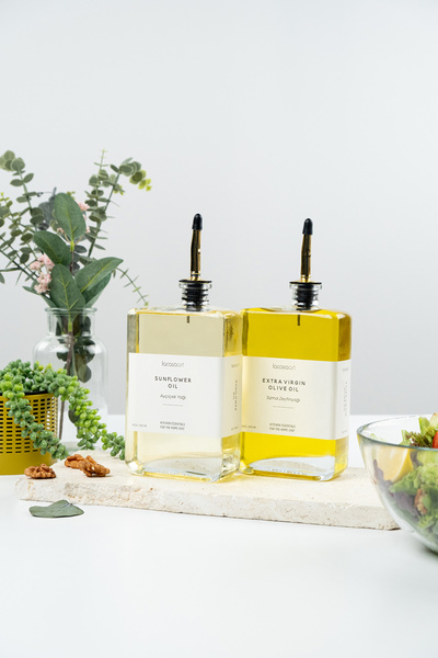 netteucuzluk 2'li 500ml Cam Yağdanlık Şişesi 2 (ADET) Sızdırmaz Mutfak Yağlık...