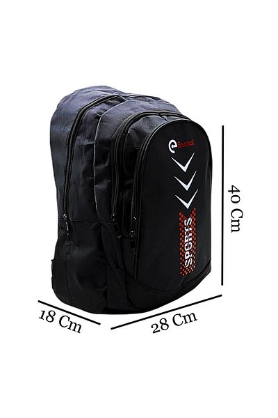 Gen-Of Sport 3 Compartment School Backpack Black Red Dotted Code:701