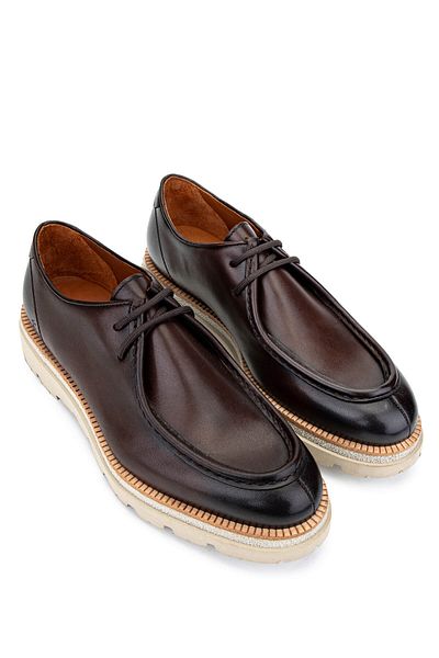 Tamer Tanca Men's Genuine Leather Brown Casual Shoes