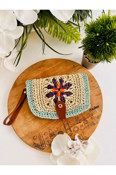 PİNKBAG Handmade Wicker Star Model Wallet