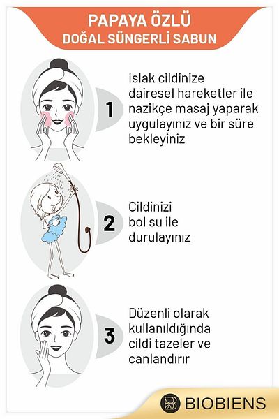 Biobiens الاستحمام بخلاصة البابايا وصابون إسفنجي طبيعي خاص للبشرة