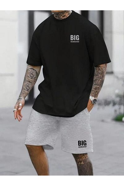 REBRAND Oversize T-Shirt Set - Printed Bottom Top Shorts Set