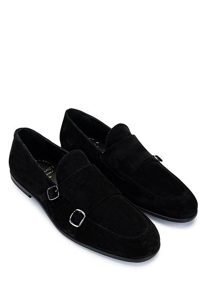 Tamer Tanca Men's Genuine Leather Black Suede Loafer Shoes