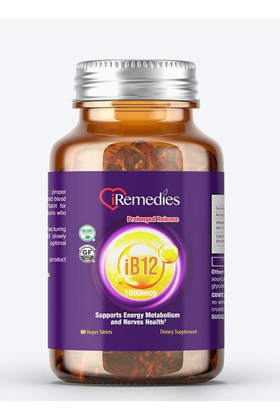 iremedies iB12 1000 mcg Prolonged Release – 60 Vegan Tablets – gluten free