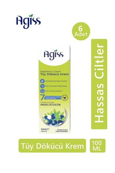 AGISS Depilatory Cream Sensitive Skin 100 ml Pack of 6