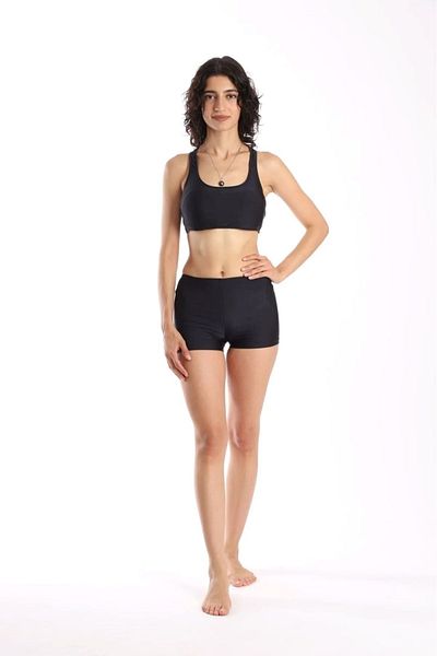 Lio20 Women's Flat Bustier Lycra Shorts Bikini-Black-36-44 Size Break